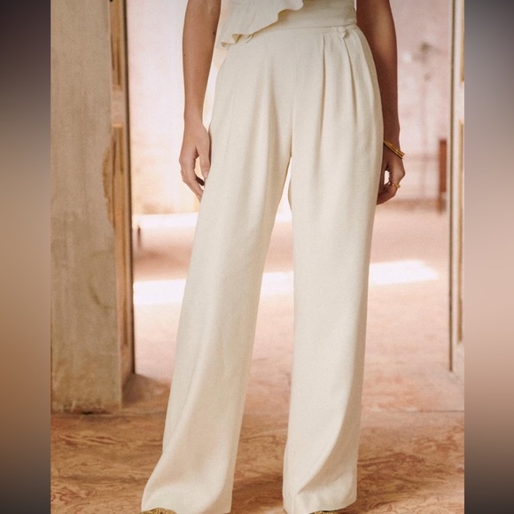 Sezane LouLou Trousers Ecru Cream - Picture 2 of 10